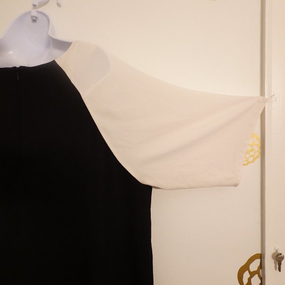 (NWOT) ASOS Curve Black/Cream 3/4 Sleeve Midi Shift Dress 24W - Picture 5 of 10